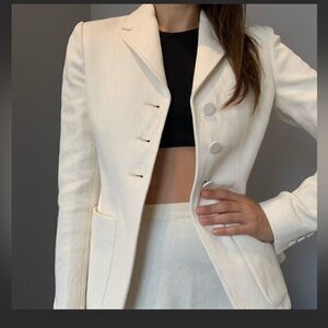 BURBERRY cotton, linen blend jacket, size 4 Ivory NWT $1350